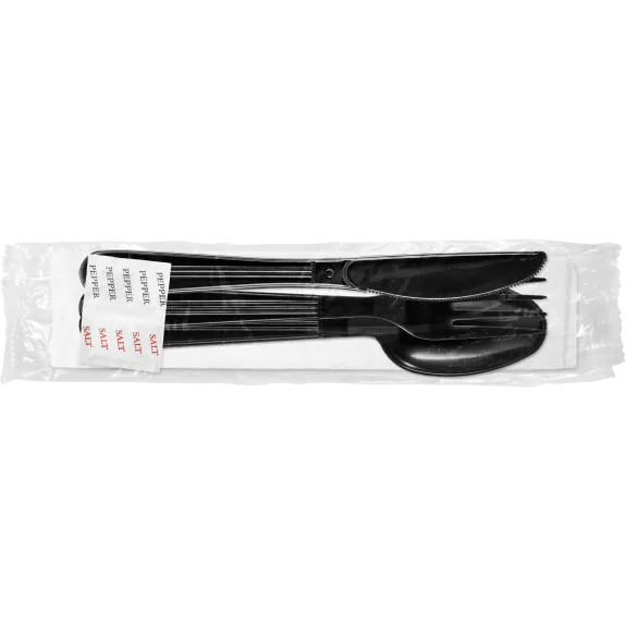 Heavy Weight Polypropylene Kit Black 250ct Knife, Fork, Teaspoon