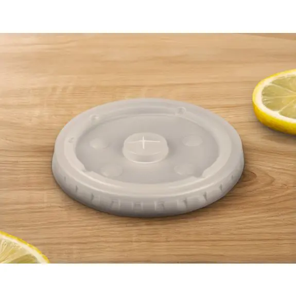 Flat Plastic Lid with Straw Hole fits 16oz Squat Cold Cups 1000/cs