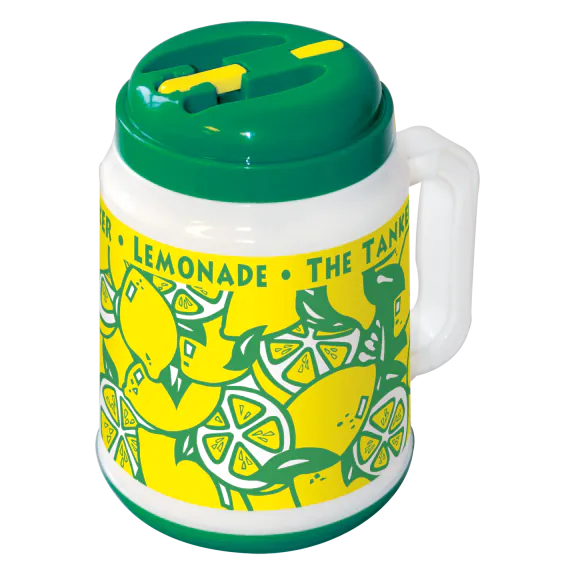 64oz Souvenir Tanker Lemons Design w/Lid & Straw 12/cs