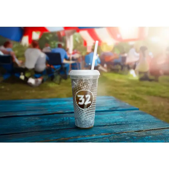 32oz Souvenir Cup W/Lid & Straw Eyec Design 200/Cs