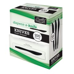 Dispenser With Medium Heavy Polystyrene Wrapped Knife Black 4/100ct