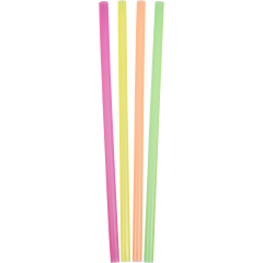 Straw Super Jumbo Unwrapped 7.75In Assorted Neon 40/250Ct 7mm Diameter