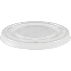 PLA Compostable Flat Lid with Straw Hole fits 9oz Cold Cup 1000/cs 92mm Rim