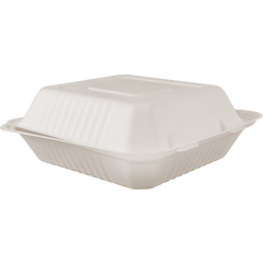 8X8" Clamshell Bagasse 4/50Pk