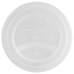 CPLA Lid with Sip Hole fits 12-24oz Hot Cup Natural 1000/cs 90mm Diameter