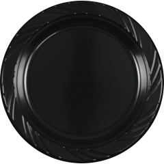 6In Plate Round Black Plastic 500/Cs