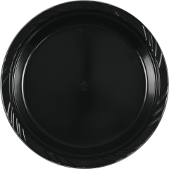 9In Plate Round Black Plastic 500/Cs