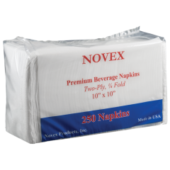 Beverage Napkin 2-Ply 10/x10in 1/4th Fold White 3000/cs