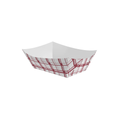 1Lb Paper Food Tray Red/Wh #100 1000/Cs