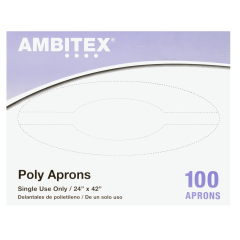 24x42in Adult Aprons Plastic White 100/Bx