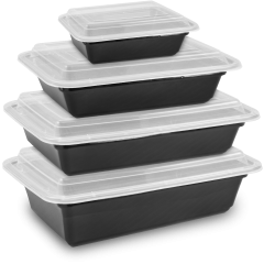 24oz Rectangle Bowl W/Lid Microwavable 150/Cs