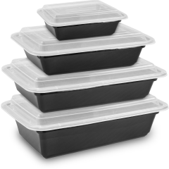 32oz Rectangle Bowl W/Lid Microwavable 150/Cs
