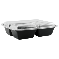 42oz Rectangle Microwaveable Bowl W/Lid 150/Cs