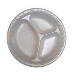 9In Divided White Foam Plate 500/Cs