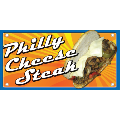 Sign 12X24in With 4 Grommets Philly Cheesesteak Design 1/Ea