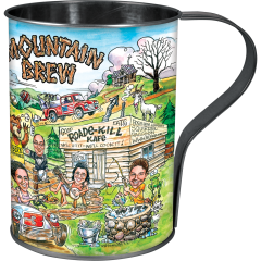 32oz Tin Mug Mountain Brew Design With Handle 50/cs