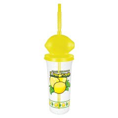 32oz Sparkle Lemon Top Souvenir Cup Fresh Squeezed W/Lid/Straw 70Cs