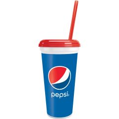 32oz Plastic© Pepsi Cup With Lid and Straw 200/CS