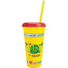 32oz We Squeeze To Please Yellow Cup With Red Lid & Yellow Straw 200cs