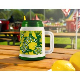 64oz Souvenir Tanker Lemons Design w/Lid & Straw 12/cs