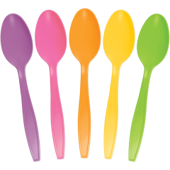 Medium Heavy Weight Polystyrene Bulk Assorted Color Teaspoon 5/200ct