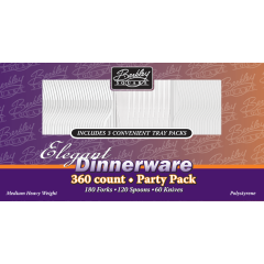 Party Pak Med Hvy Styrene White 4/360ct 60 Knives/180 Forks/120 Spoons