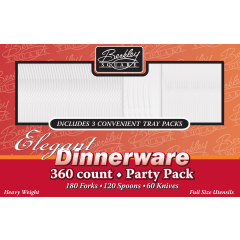 Party Pack Heavy Styrene Clear 4/360ct 60 Knives/180 Forks/120 Spoons