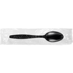 Heavy Weight Polystyrene Wrapped Black Teaspoon 4/250ct