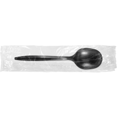Medium Weight Polypropylene Wrapped Black Soup Spoon 4/250ct