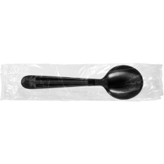 Extra Heavy Weight Polypropylene Wrapped Black Soup Spoon 4/250ct