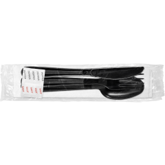 Heavy Polypro Kit Black 250ct Knife, Fork, Spoon, 9x13 Napkin, S&P