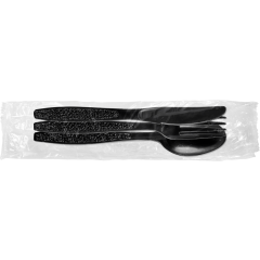 Extra Heavy Weight Polystyrene Kit Black 500cnt; Knife, Fork, Teaspoon