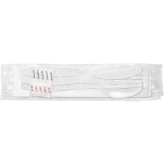 Heavy Styrene Kit White 250ct Knife, Fork, Spoon, 12x13 Napkin, S&P