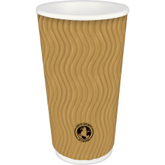 20oz Kraft Triple Wall Hot Cups 500/Cs 90mm