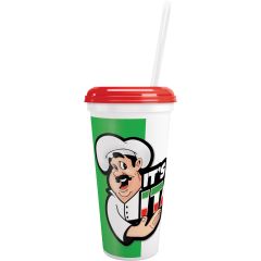 32oz Souvenir White Cup Gotta Be Italian Design W/Lid/Straw 200cs