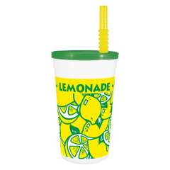 16oz Tall Souvenir Cup Lemons Design With Lid/Straw 500cs