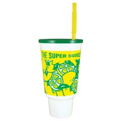 44oz Car Cup Lemons Design With Green Lid And Yellow Straw 210/cs