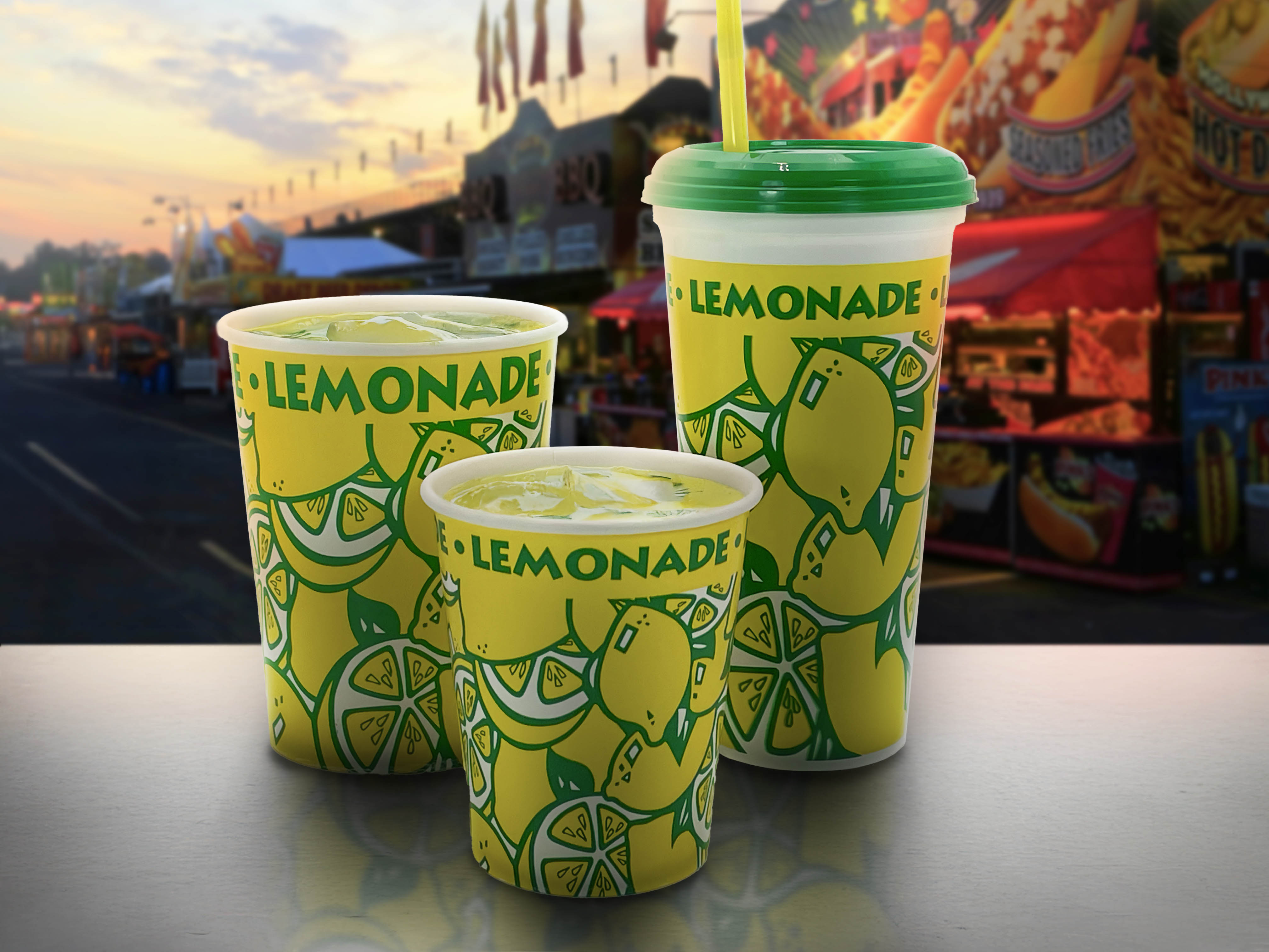 Fair and festival lemonade cups and accessories