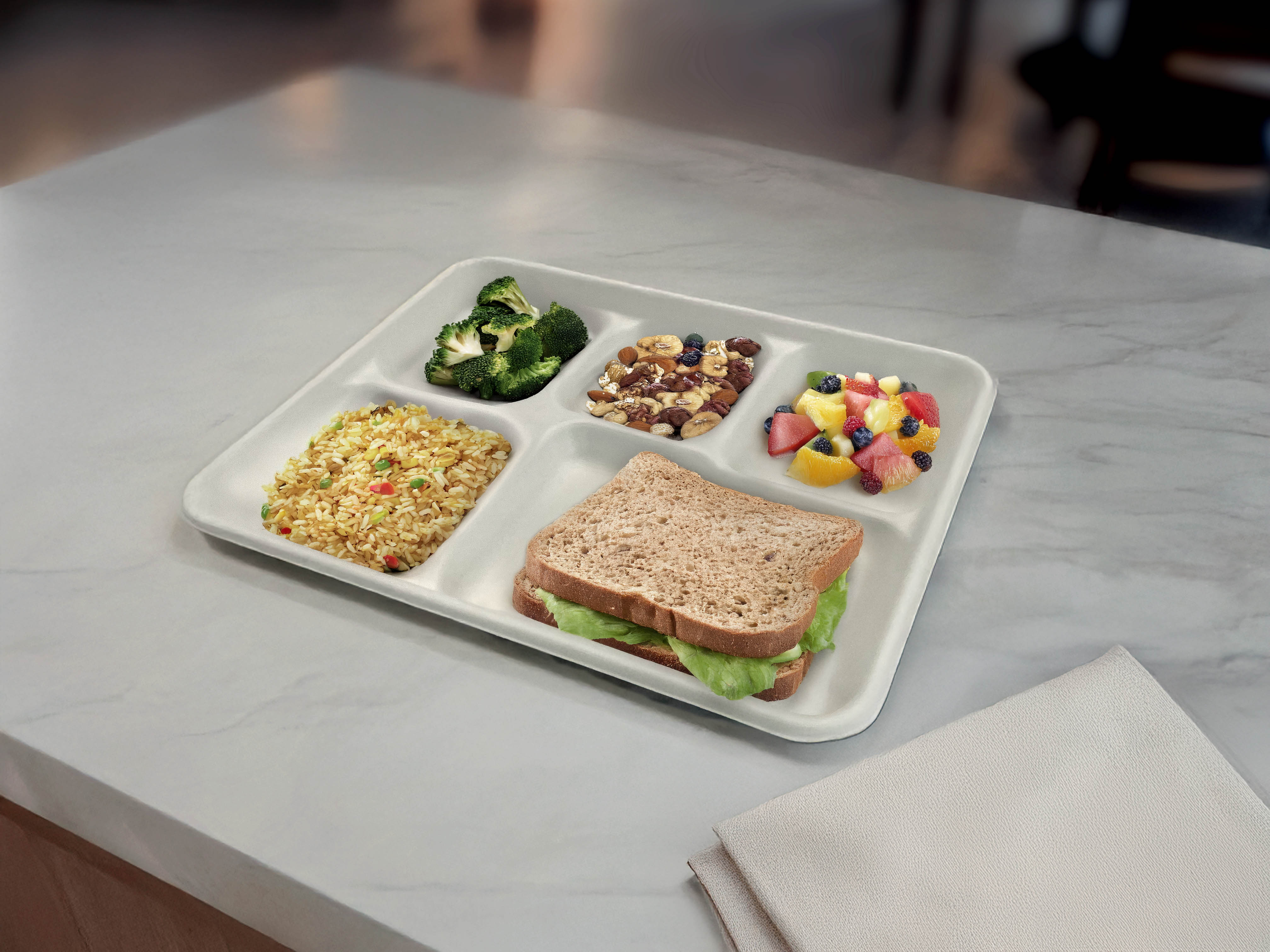 Food service trays for schools and institutions